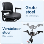 Metic Move opvouwbare scootmobiel met comfortabele stoel en verstelbaar stuur