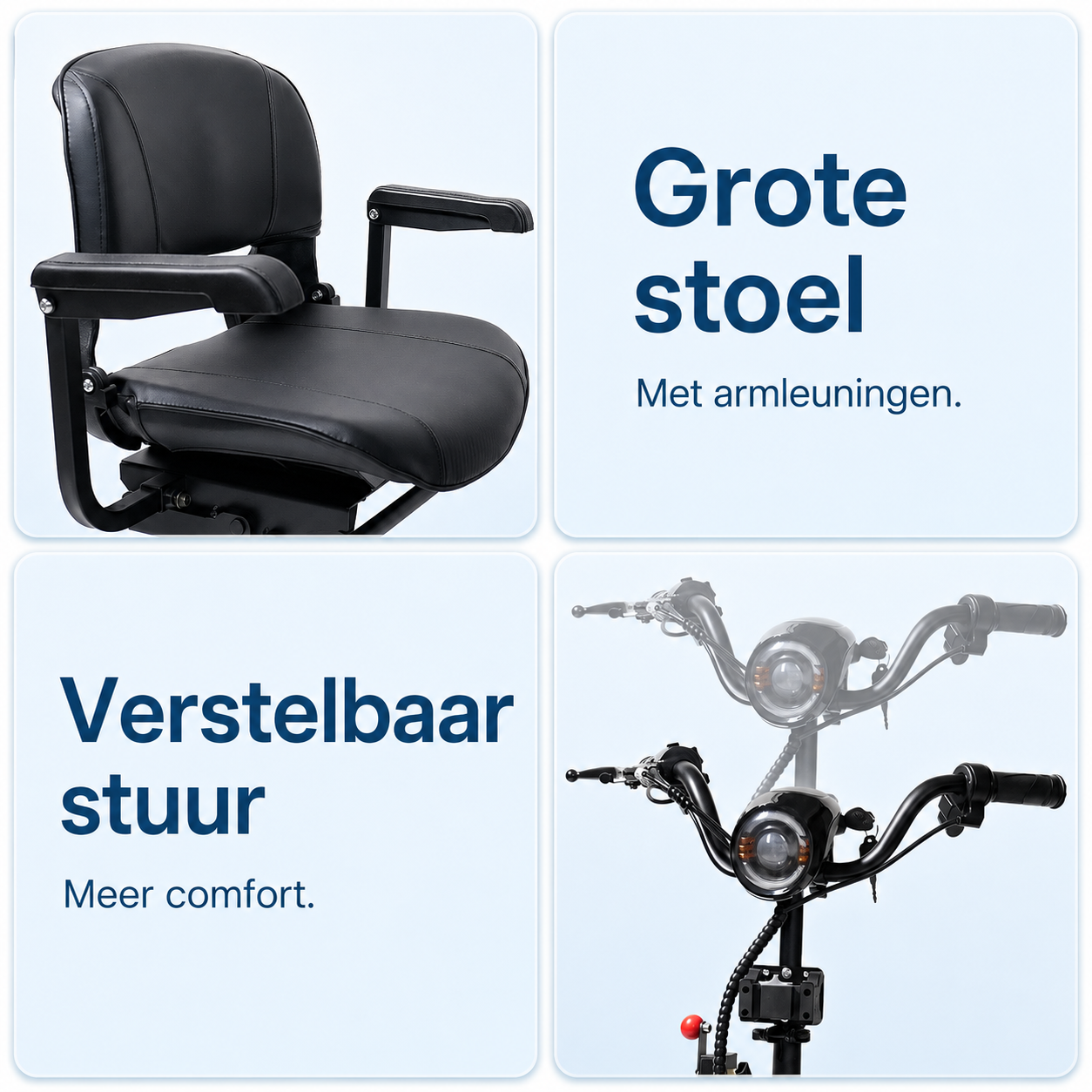 Metic Move opvouwbare scootmobiel met comfortabele stoel en verstelbaar stuur