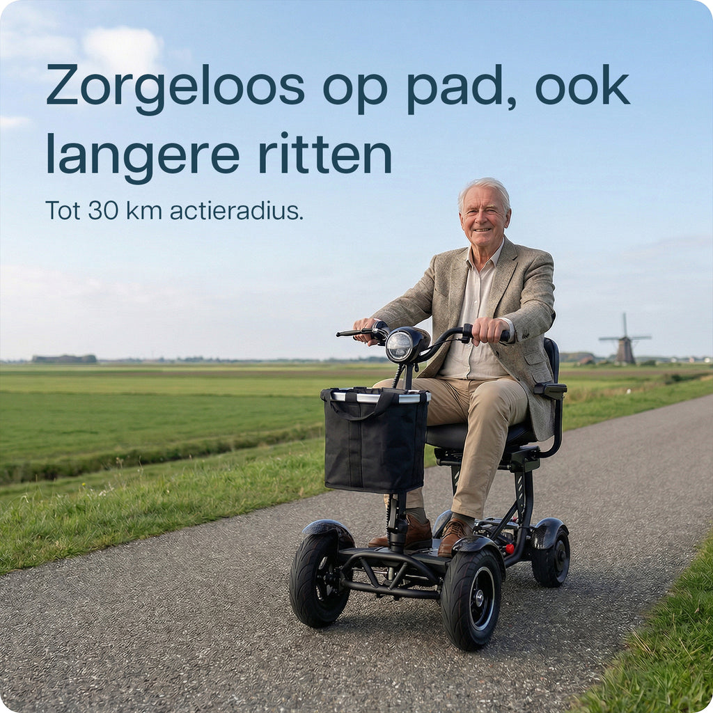 Actieradius van de Metic Move MQ5 scootmobiel: tot 30 km op een acculading