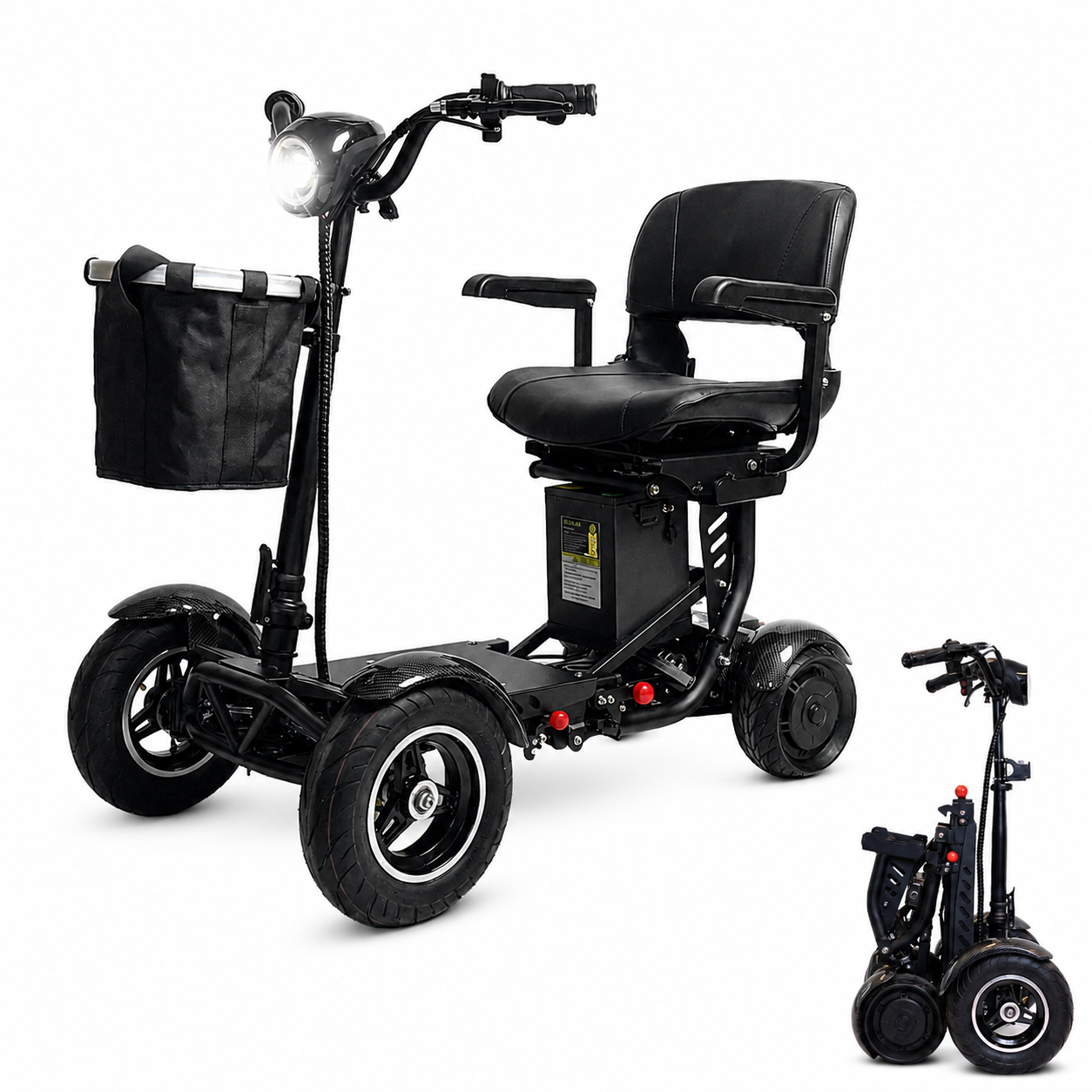 Metic Move MQ5 Pro compacte scootmobiel zwart met comfortabele stoel en mand