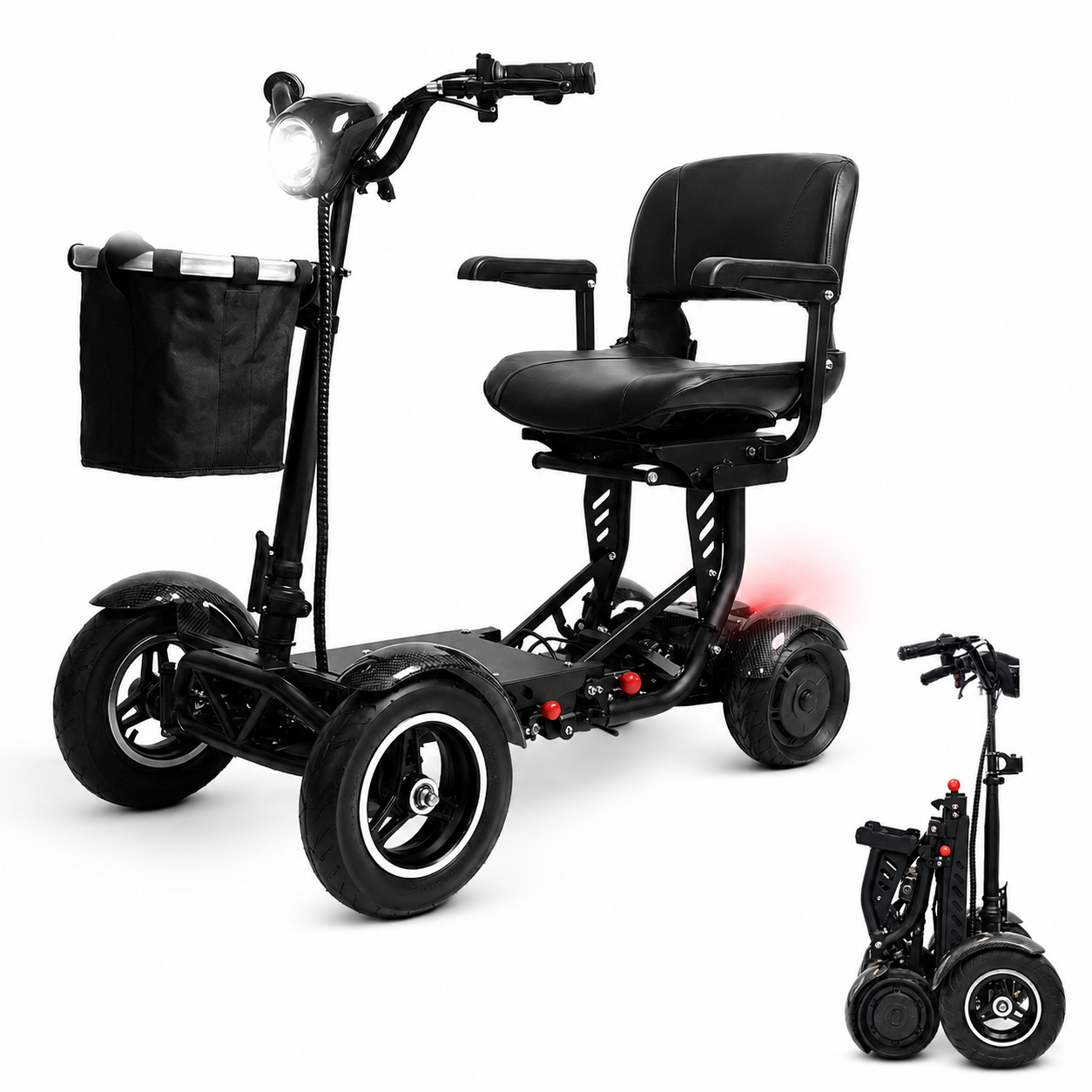 Metic Move MQ5 compacte opvouwbare scootmobiel met comfortabele stoel en mand voor dagelijks gebruik in Nederland