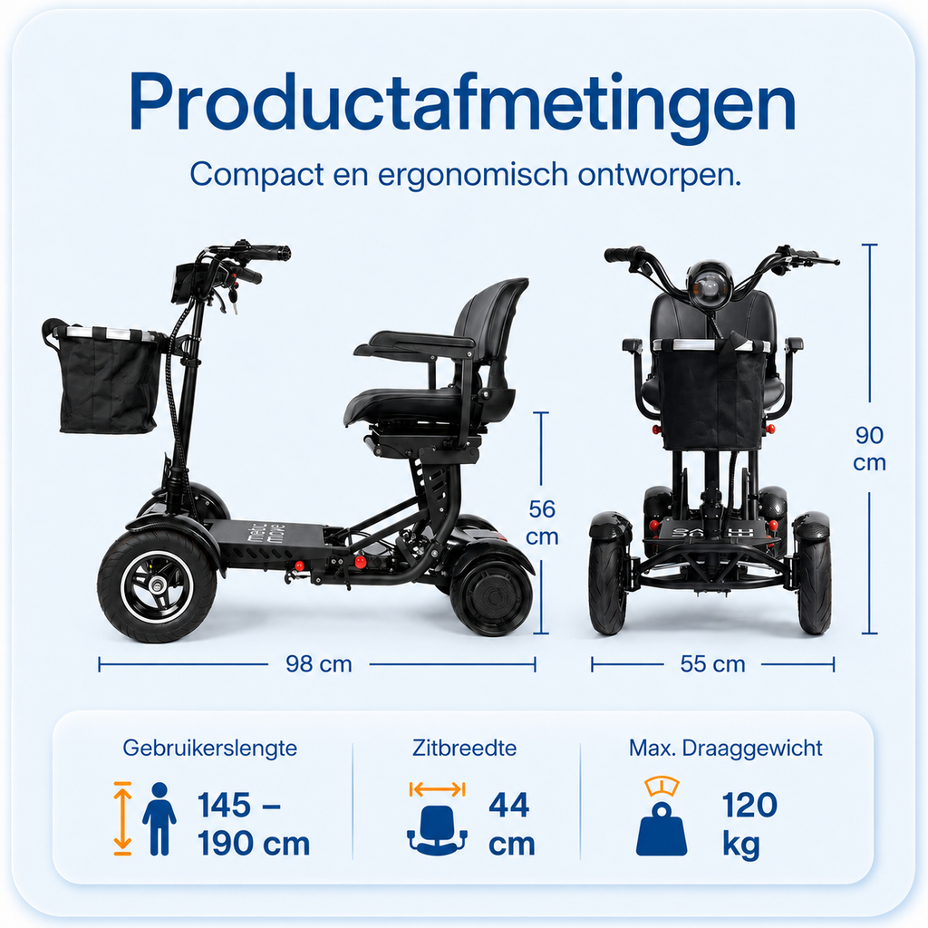 Specificaties van de Metic Move MQ5 opvouwbare scootmobiel